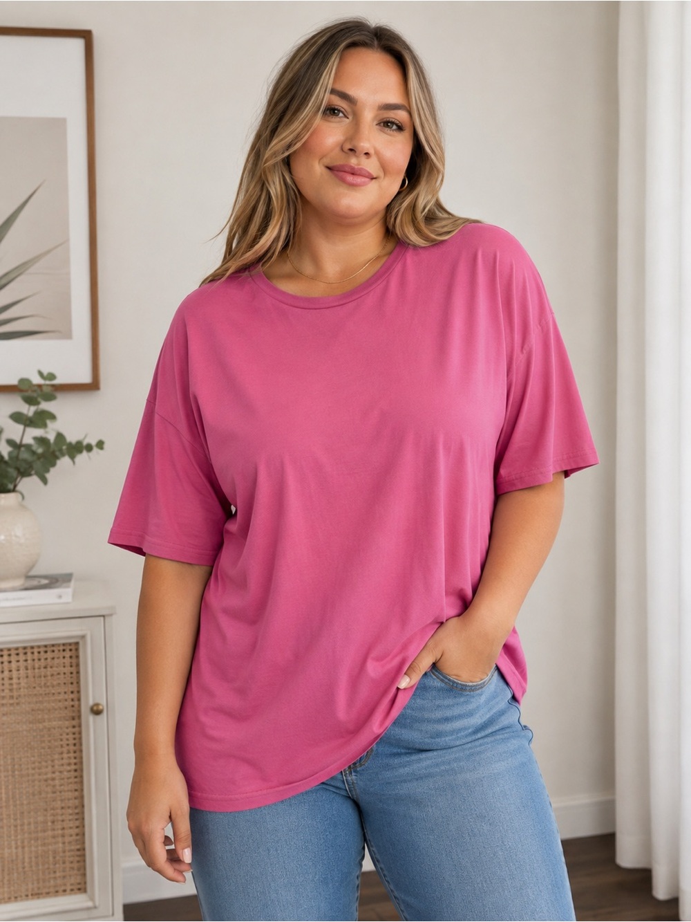 ❤️‍🔥NWOT 1XL SHEIN Vibrant Pink Short Sleeve Tee- AS IS
